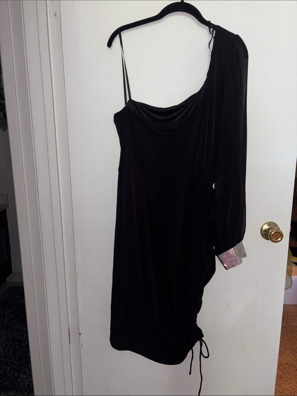 City Studio Asymmetric One-Shoulder Black Cocktail Dress
